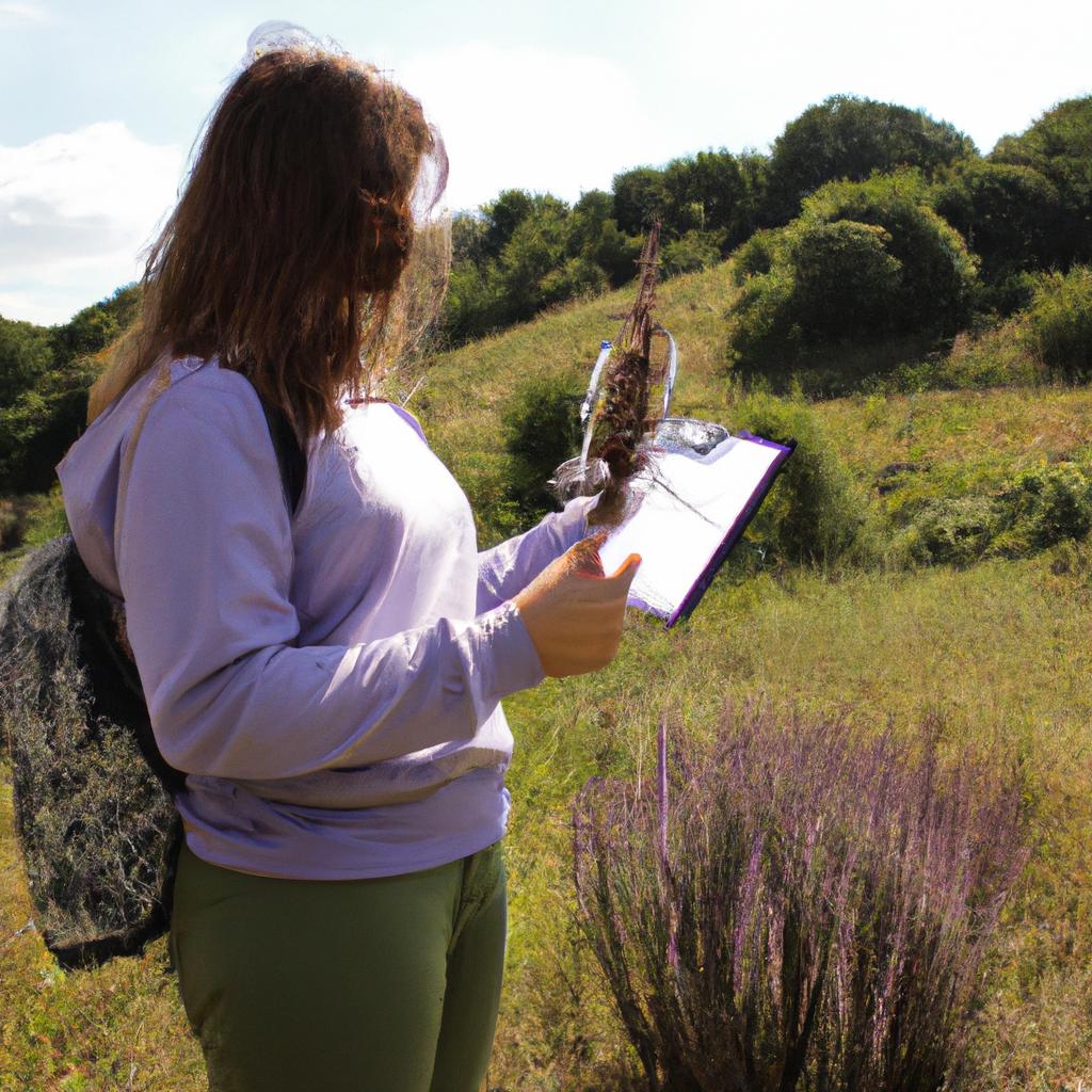 Person studying wildlife and plants