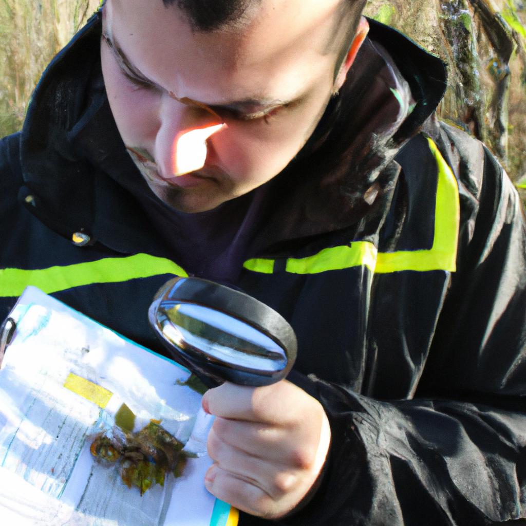Person studying invasive species outdoors